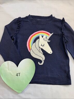 GAP Navy Sweater with White Unicorn and Rainbow